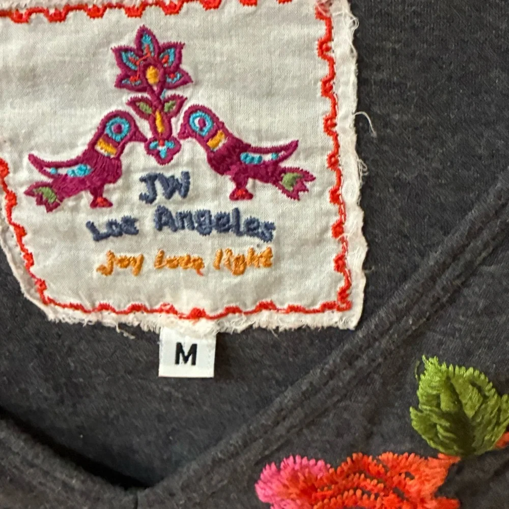 Johnny Was Gray Dress with Red and Pink Floral Embroidery Size: M - Picture 7 of 8